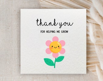 Thank You Teacher Card: Helping Me Grow, 300GSM Textured Card