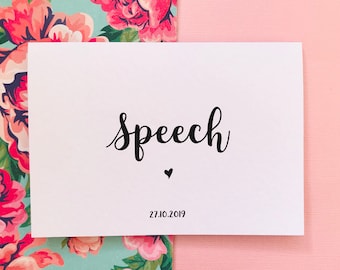 Carte de discours de mariage/discours imprimé personnalisé