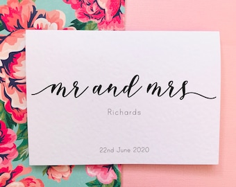 Mr And Mrs Personalised Calligraphy Thank You Card