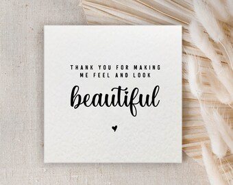 Thank You Card: Makeup Artist, Hair Stylist, Wedding Dressmaker