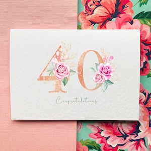 40. Geburtstag Karte / Blumen Aquarell