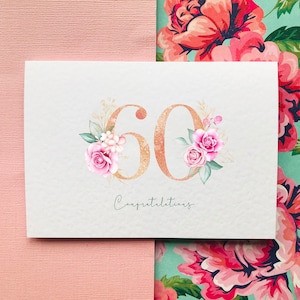 60. Geburtstag Karte/ Florales Aquarell
