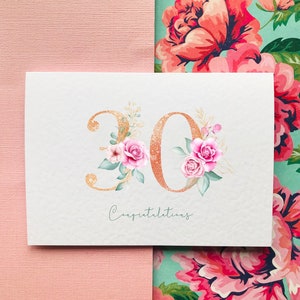 Carte 30e anniversaire / aquarelle florale