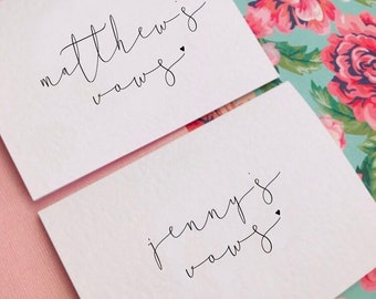 His and Her Wedding Vow cards/wedding reading/personalised vows