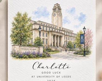 Personalisierte Karte der Universität Leeds, Viel Glück an der Uni! Karte, Geschenk zum Studienbeginn, Studentenausweis der Universität Leeds, Karte für den Studienbeginn