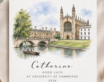 Personalisierte Karte der Universität Cambridge, Karte „Viel Glück an der Universität“, Geschenk zum Studienbeginn, Studentenausweis der Universität Cambridge, Karte für den Studienbeginn