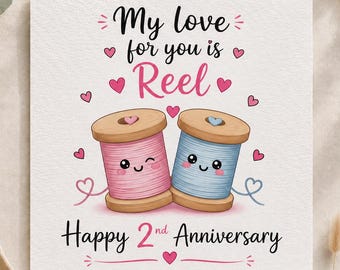 Karte zum 2. Hochzeitstag | Baumwollhochzeitskarte für Ehemann und Ehefrau | Meine Liebe zu dir ist echt | Süße Karte zum 2. Hochzeitstag | Baumwollgeschenk