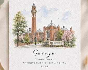 Personalisierte Karte der Universität Birmingham, Karte „Viel Glück an der Uni“, Geschenk zum Studienbeginn, Studentenausweis der Universität Birmingham, Karte für den Studienbeginn