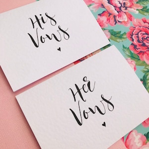 His and Her Vow Card Set / Hochzeit personalisierte Gelübde / Lesekarten