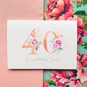 Carte 40e anniversaire/Aquarelle florale image 2