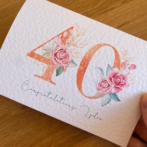 Carte 40e anniversaire/Aquarelle florale image 3