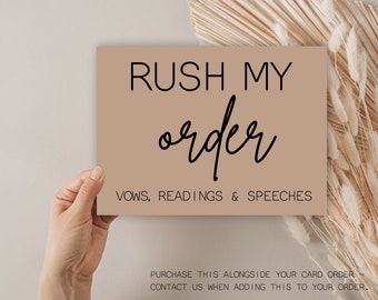 Rush My Order: Speech/Reading/Vows - purchase alongside your order