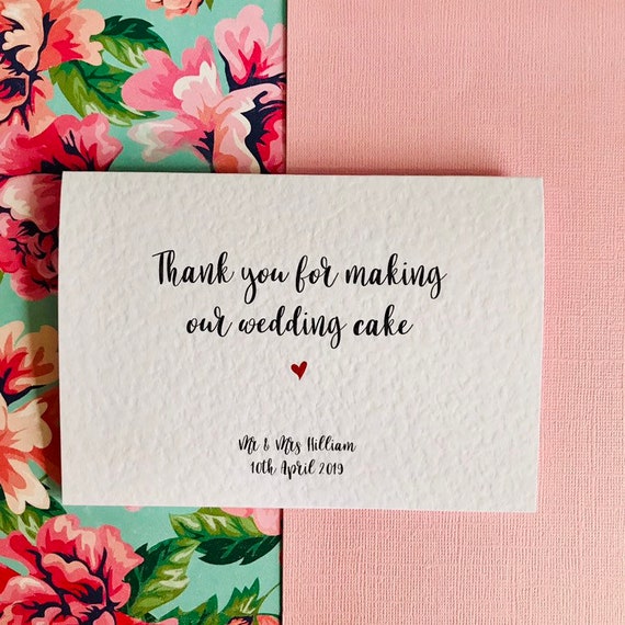Thank You For Making Our Wedding Cake Wedding Thank You Card Etsy