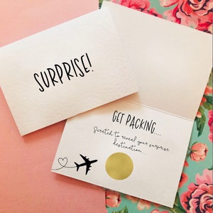 Surprise Get Packing Holiday Scratch Card Reveal Card/ We're going to Destination