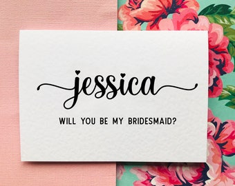 Personligt kort med texten "Vill du vara min brudtärna/tärna/blomflicka"