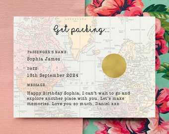 Surprise Scratch Off Map Boarding Pass Card