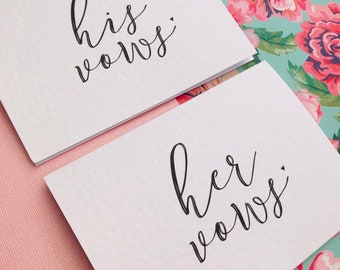His and Her Wedding Vow cards/wedding reading/personalised vows