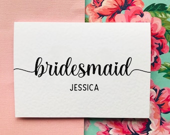 Personligt brudtärna-/brudtärna-/blomflickakort