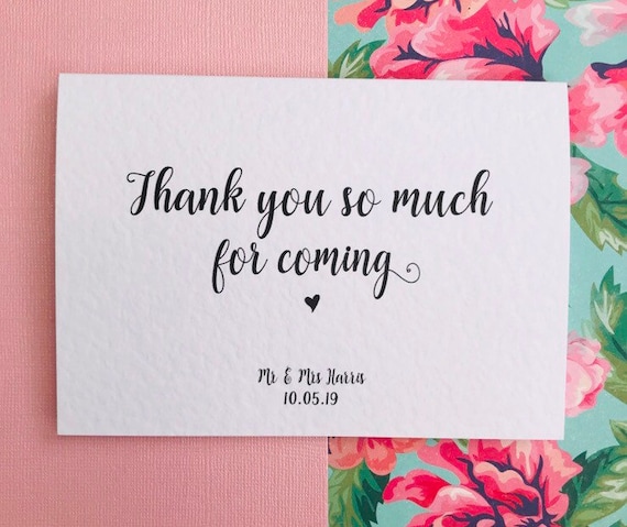 Thank You so Much for Coming Wedding Thank You Personalised