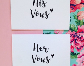 His & Hers Vow Cards: Wedding Keepsake, A6 Hammered Card