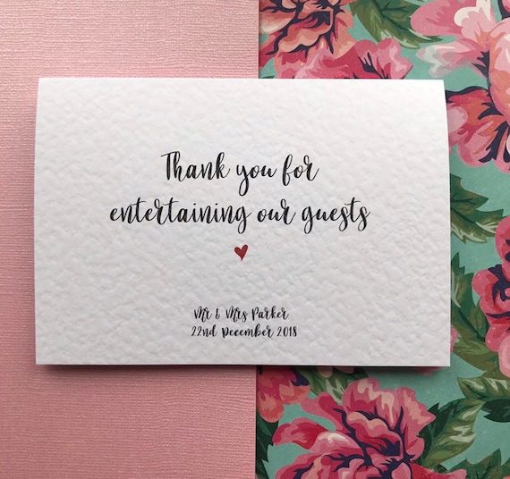 Thank You For Entertaining Our Guests, Wedding Entertainment/ Wedding Singer/ DJ Professional Personalised Card