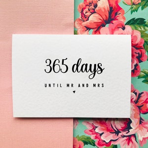 Biglietto per il conto alla rovescia del matrimonio di 365 giorni prima del matrimonio di Mr e Mrs