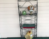 Folding Metal Shelf - Garden Shelf - Kitchen Shelf - Wire Plant Stand - Vintage - Patio or Porch Display