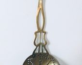 Antique - Large - Skimmer - Brass - Victorian - Hand Made - Good Weight - Skimming the foaming residue off Beer
