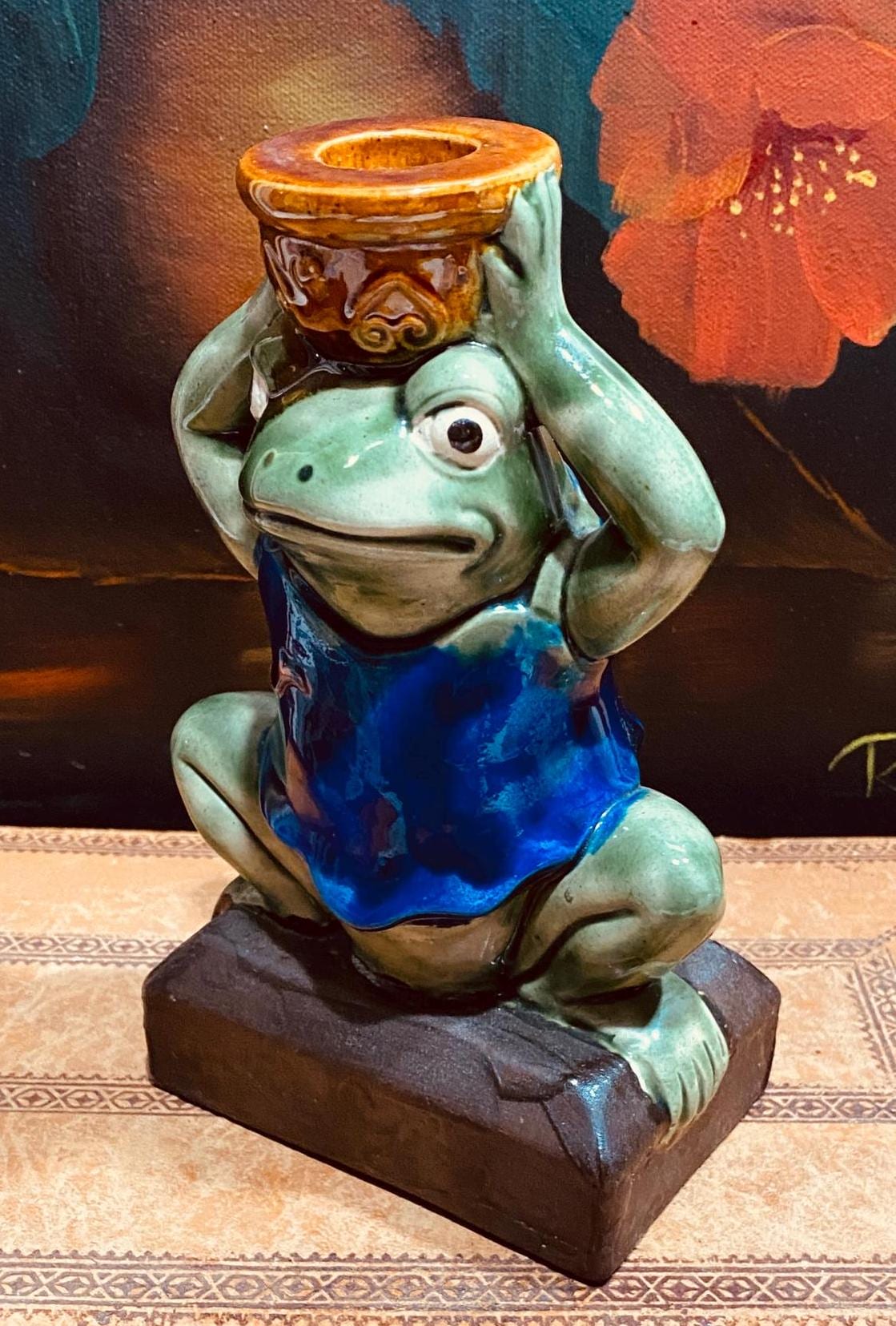 Ceramic Frog Candlestick Figurine - Vintage - Home Accents - - Etsy