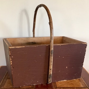 Vintage Country Trug - Basket - Pine - Small Vintage Wooden Trug - Hand Crafted - Twig Handle