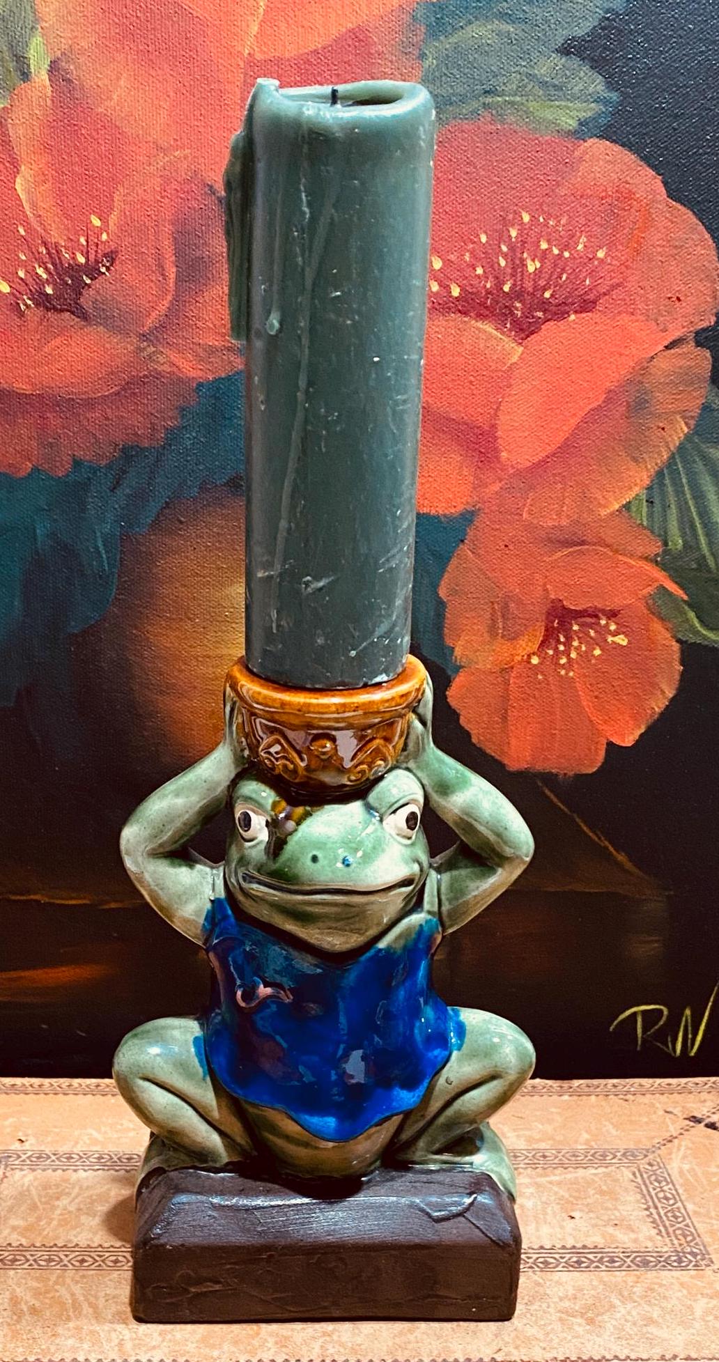 Ceramic Frog Candlestick Figurine - Vintage - Home Accents - - Etsy