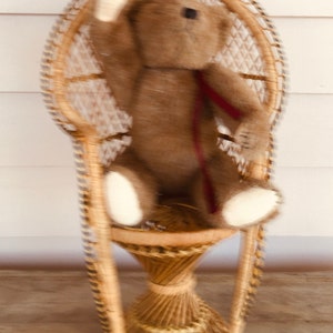 Vintage Rattan Peacock Chair - Doll Chair - Kids Play - 16&quot; tall - Plant Stand - Wicker Teddy Chair