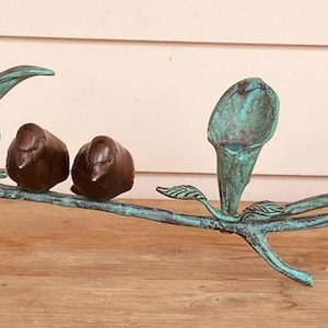 Vintage Wrought Iron Candle  Stand     Home Decor  Cast Iron Birds and Branches