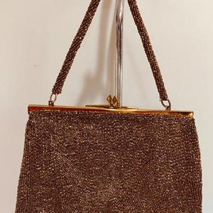 Bolso de mano vintage con cuentas doradas - Monedero con cuentas - Bolso de noche hecho a mano en Bélgica