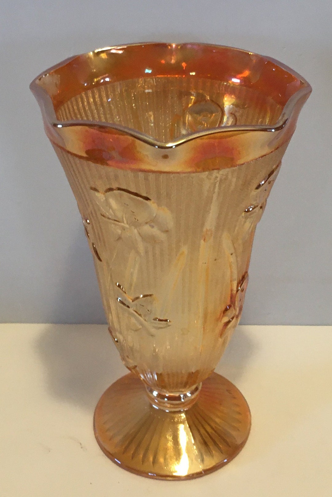 Vintage Glass Vase | 碧と金 ヴェネチアン様式 手吹き花瓶 Vintage Mid 20th Century Hand Blown Colorful Glass Vase | Chairish