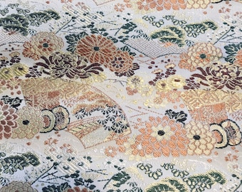 Japanischer Obi Brokat Viskose Stoff - Geisha Kimono Design, 27 "Breit