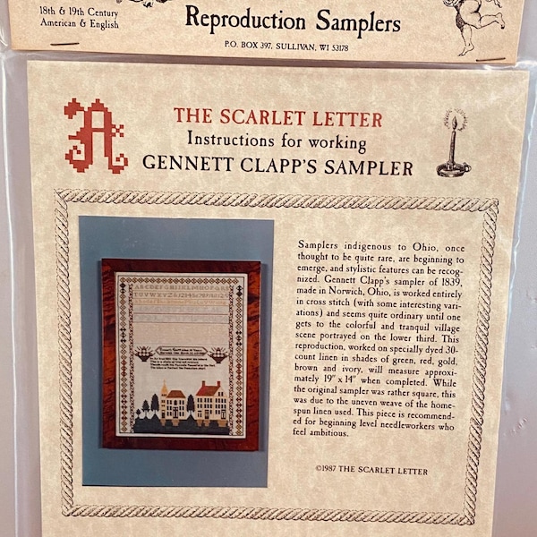 Vintage Gennett Clapp Sampler Kreuzstichpackung - 1980er Jahre Anfängerprojekt