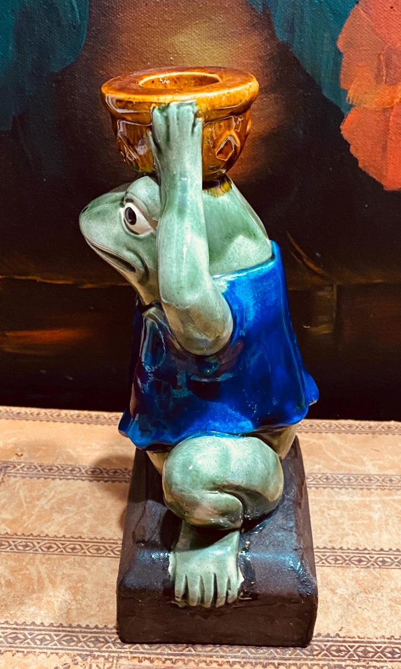 Ceramic Frog Candlestick Figurine - Vintage - Home Accents - - Etsy