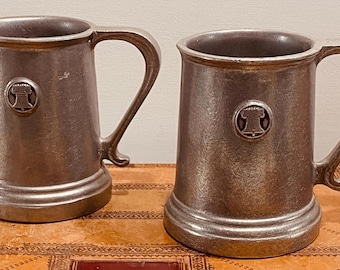Vintage  - Pewter Tankards - Pair - TWP - USA - Pint