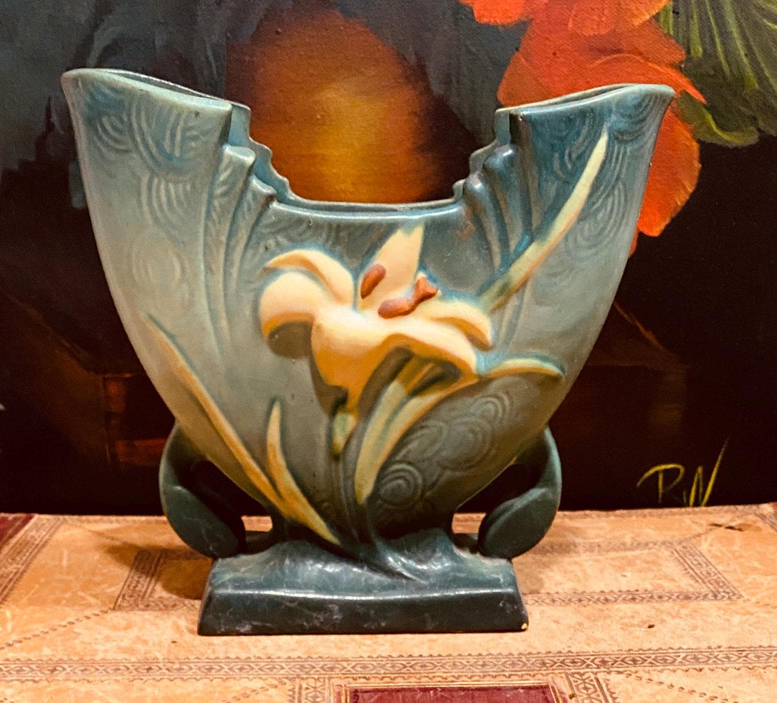 Roseville Zephyr Lily Fan Vase - Green Color - Vintage - Etsy