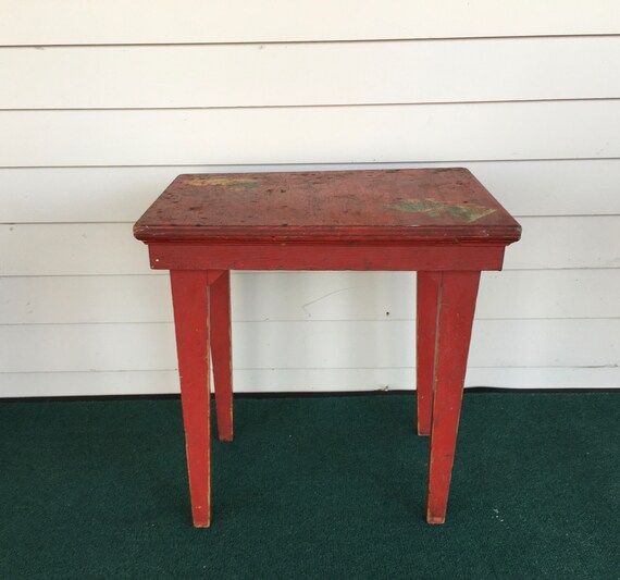 Vintage Children's Table Original Red Paint Stenciled Etsy