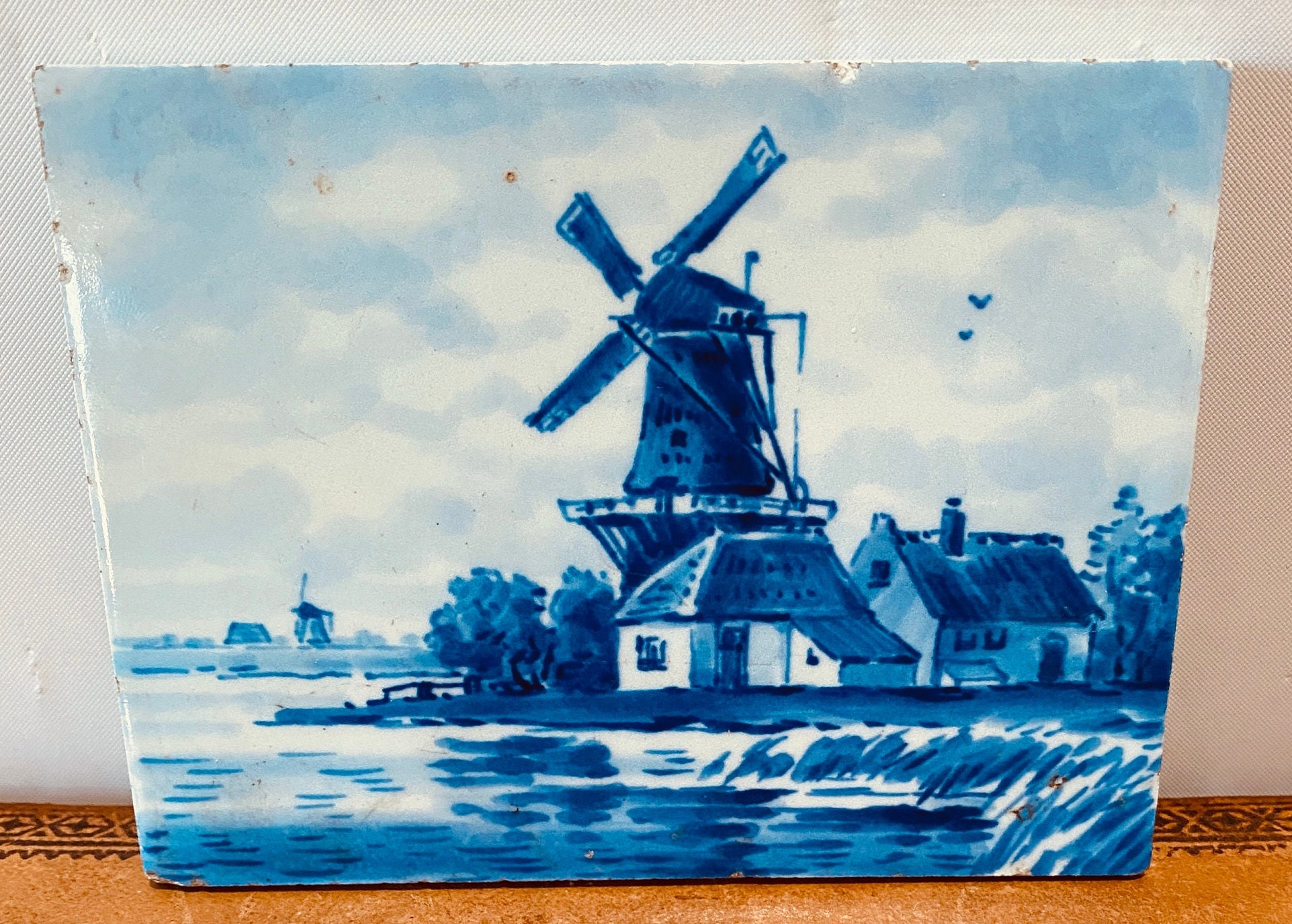 Vintage Royal Delft Tile Plaque – Blue Windmill Scene, 1971 - Etsy