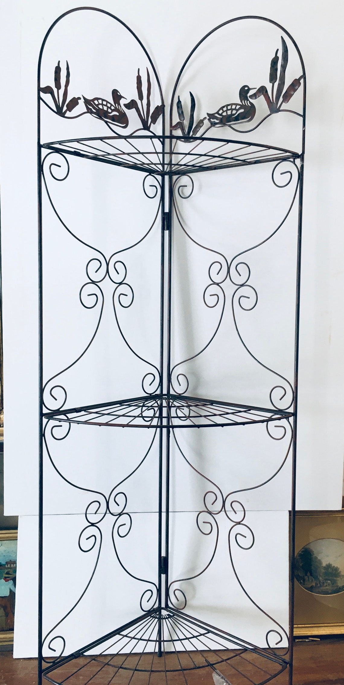 Vintage Wire Corner Shelf Compact Foldable Shelf Unit Etsy