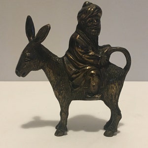 Esel und Mann Statue - Messingguss - bronzefarbene Patina
