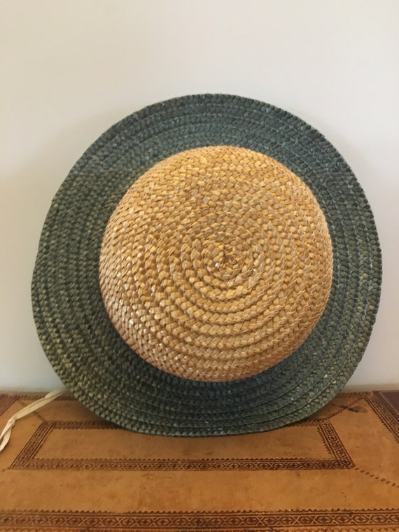 Vintage Child's Straw Hat - Yellow and Green - - image 4