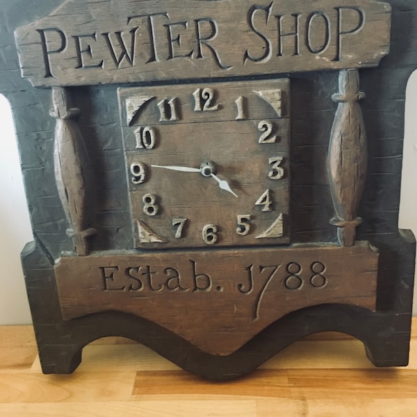 Salvage - Vintage - Reproduction - The Pewter Shop Wall Clock  - 1970s