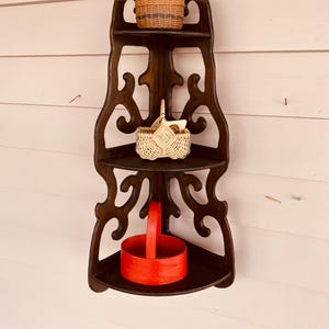 Vintage Corner Wall Shelf - 3 Tier - Walnut Finish - Home Decor