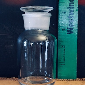 Glass Apothecary Bottle - Counter Jar - Kitchen Decor - Store Decor - Candy Jar -  Shop Display - Gift for Her -  Vintage - 4 Inches Tall