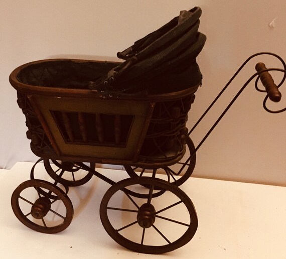 ancienne poussette en bois,roues en métal | eBay