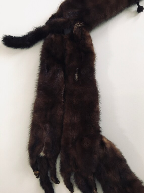 Luxurious 4 Pelt Real Fur Stole - Mid Century - 4… - image 9